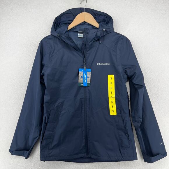 COLUMBIA Jacket Womens S Active Fit Omni-Tech Windbreaker Rain Coat Blue NEW - Picture 1 of 14
